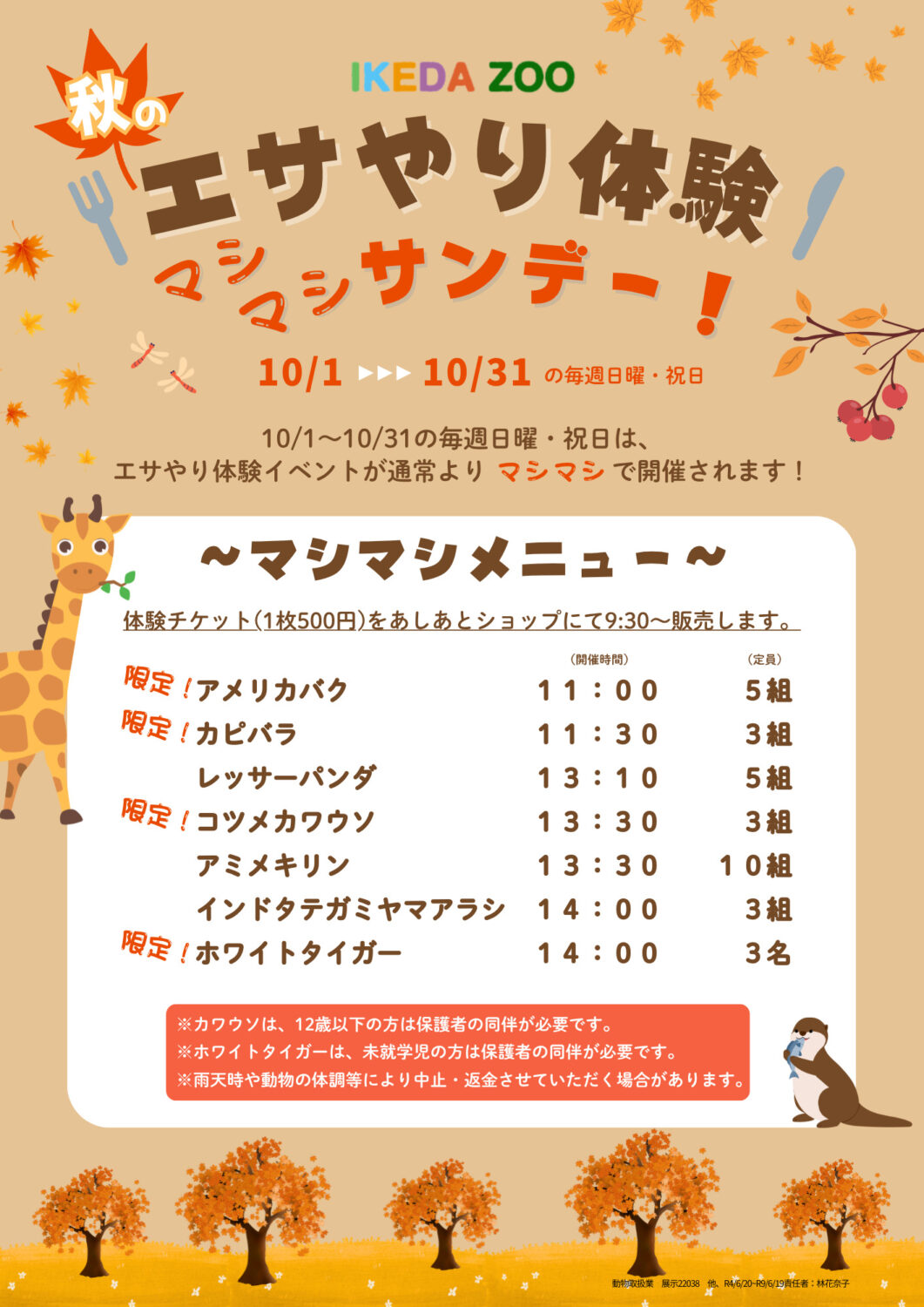 秋の餌やり体験マシマシサンデー！